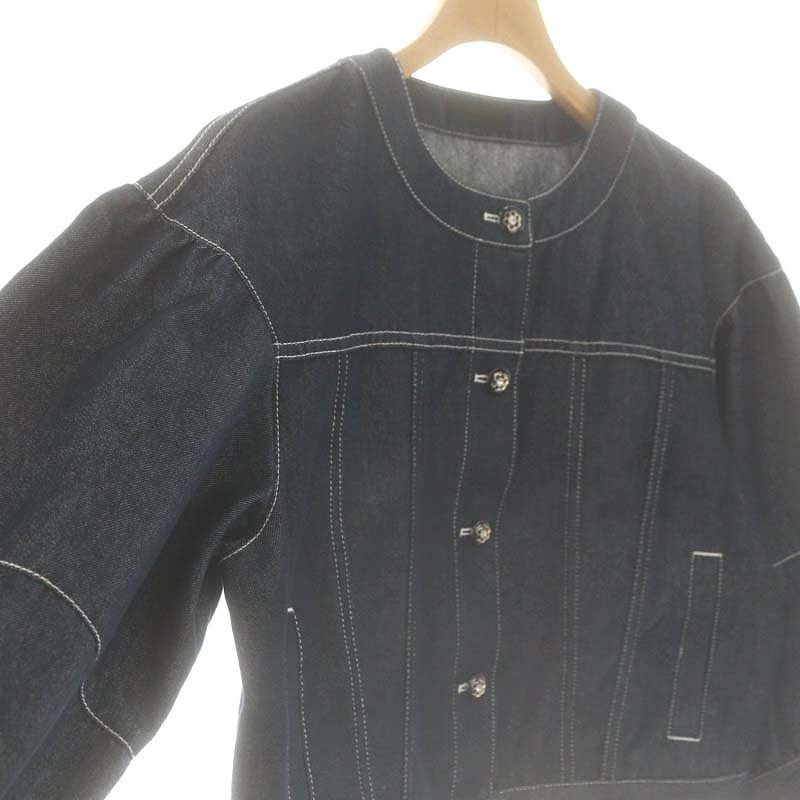【新品】TO BE CHIC デニムジャケット セール】 リアクティブデニム ノーカラー ジャケット （ノー