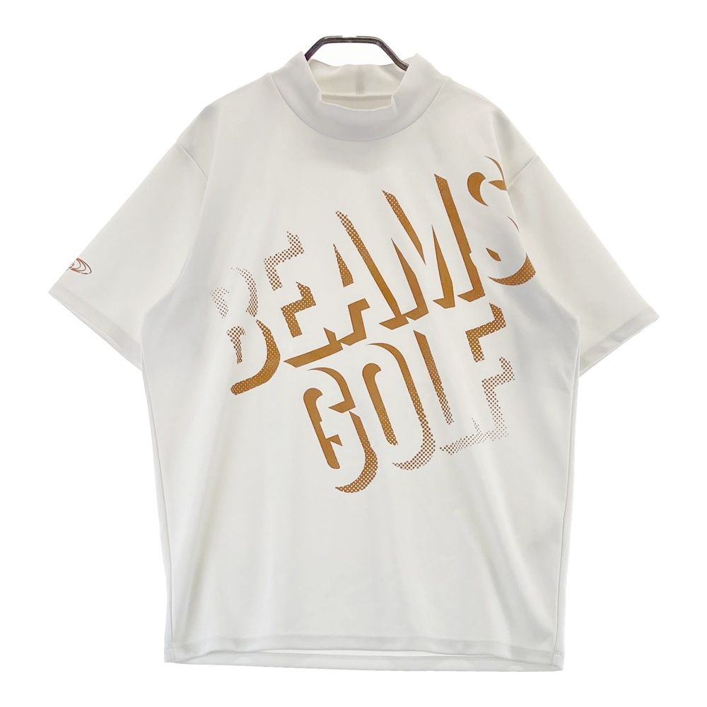 サイズ L BEAMS GOLF ビームスゴルフ モデル ハイネック 半袖Tシャツ ロゴ総柄 ホワイト系 240101534817 ゴルフウェア メンズ ストスト