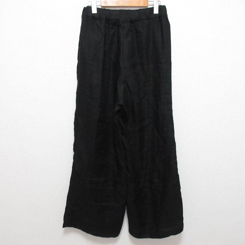 23SS DEUXIEME CLASSE ドゥーズィエムクラス Handsome リネン ワイドパンツ サイズ38 ブラック レディース 古着