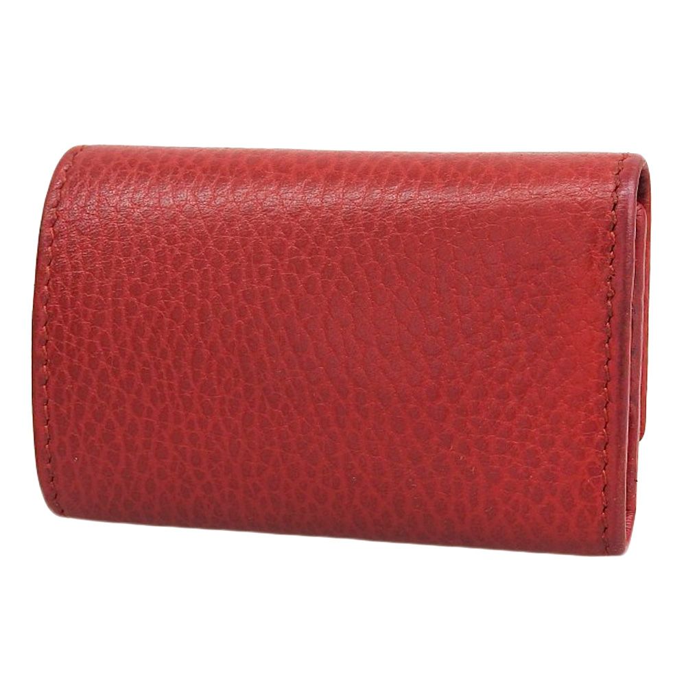 本物保証 箱 布袋 保付 グッチ GUCCI GGマーモント キーケース 456118 2149 鍵入れ 6本用 レザー レッド