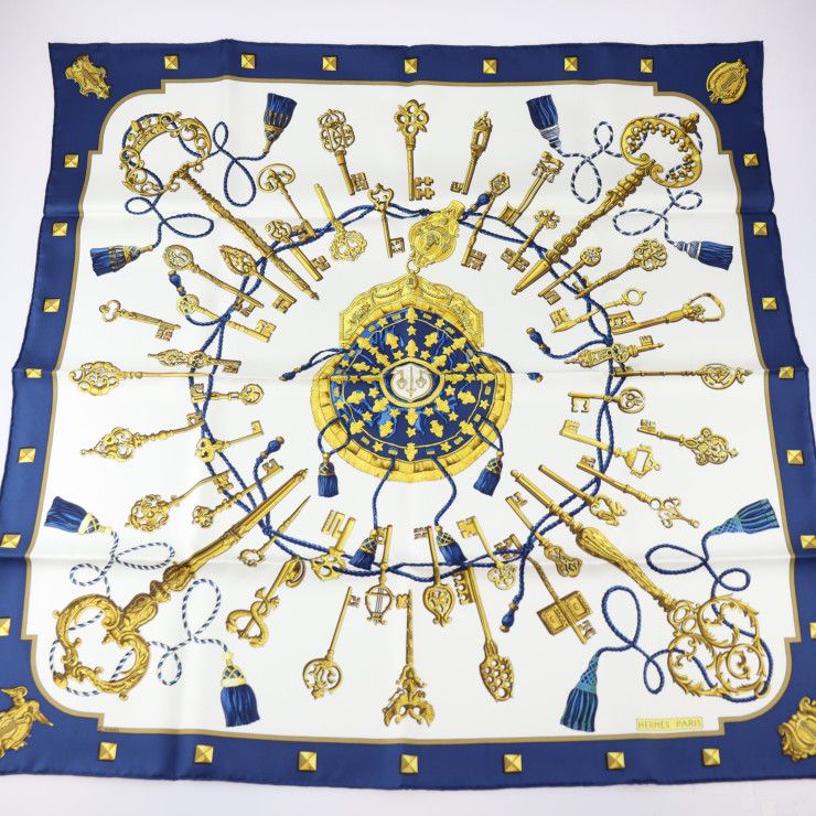 HERMES エルメス LES CLES THE KEYS RARE 鍵 スカーフ シルク