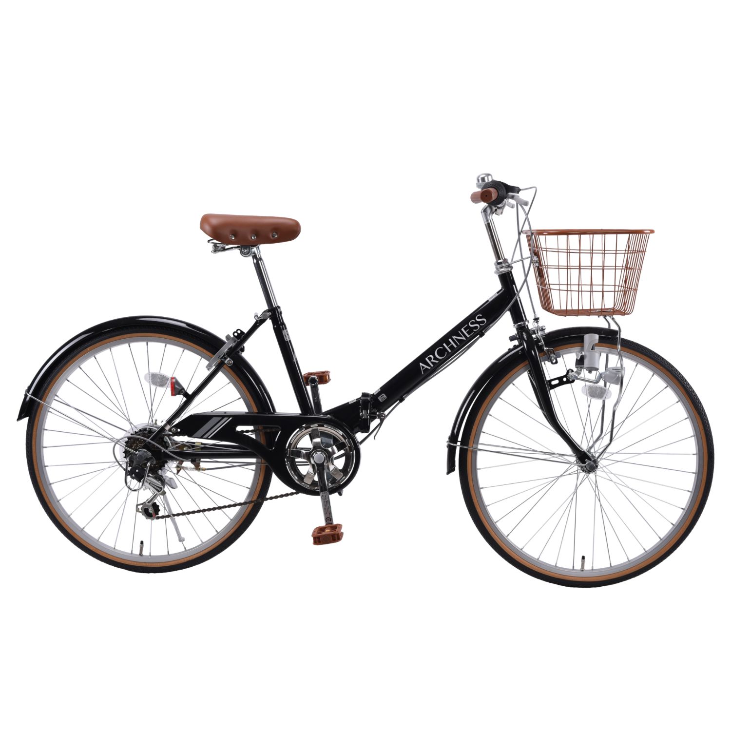 子ども用折りたたみ自転車　自転車24インチ　シティサイクル シマノ６段変速 カゴ 自転車 子供自転車 24インチ シマノ 6段変速 LEDオートライト