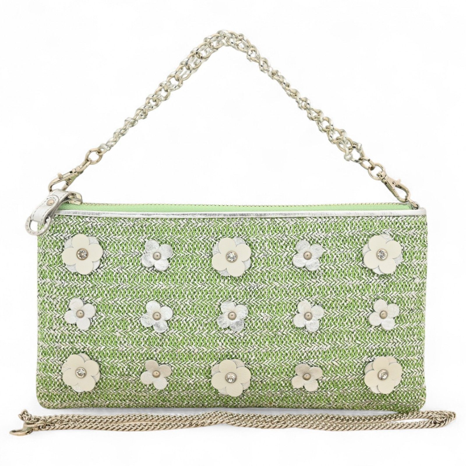 アンテプリマ チェーンショルダー ライトグリーン × シルバー Aランク