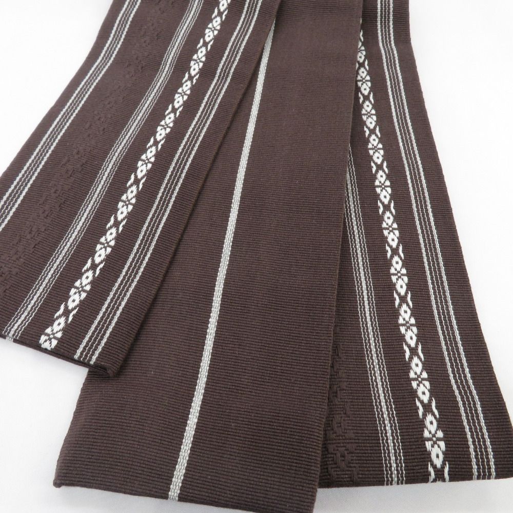 角帯 綿100％ 綿角帯 日本製 献上柄 こげ茶色×白 こげ茶 紳士 男性用 定番 浴衣帯 メンズ 男帯 着物 和装  長さ400cm 新品