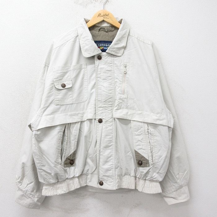 XL/古着 長袖 ジャケット メンズ 00s 大きいサイズ コットン 薄ベージュ他 カーキ spe 24sep11 中古 アウター ジャンパー ブルゾン