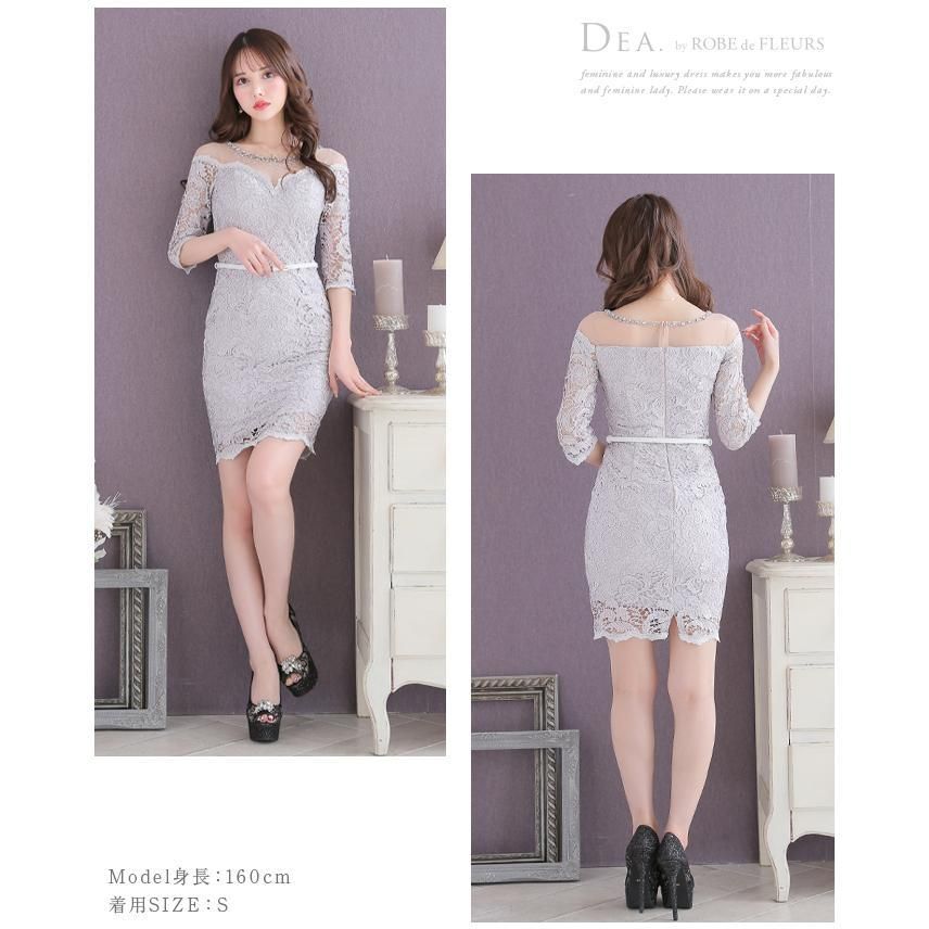 DEA. ローブドフルール キャバドレス 総レース フェミニン タイトミニ 黒 DEA. ローブドフルール キャバドレス 総レース フェミニン