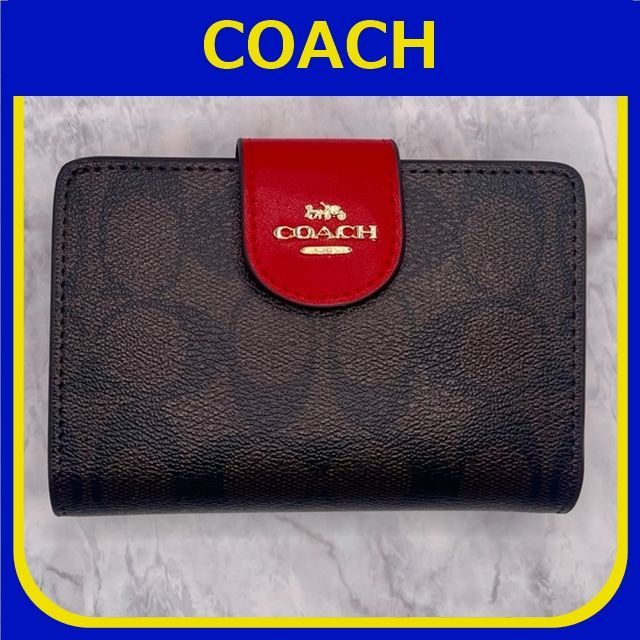 COACH コーチ シグネチャー 折り財布 コーヒー×レッド - select Shops