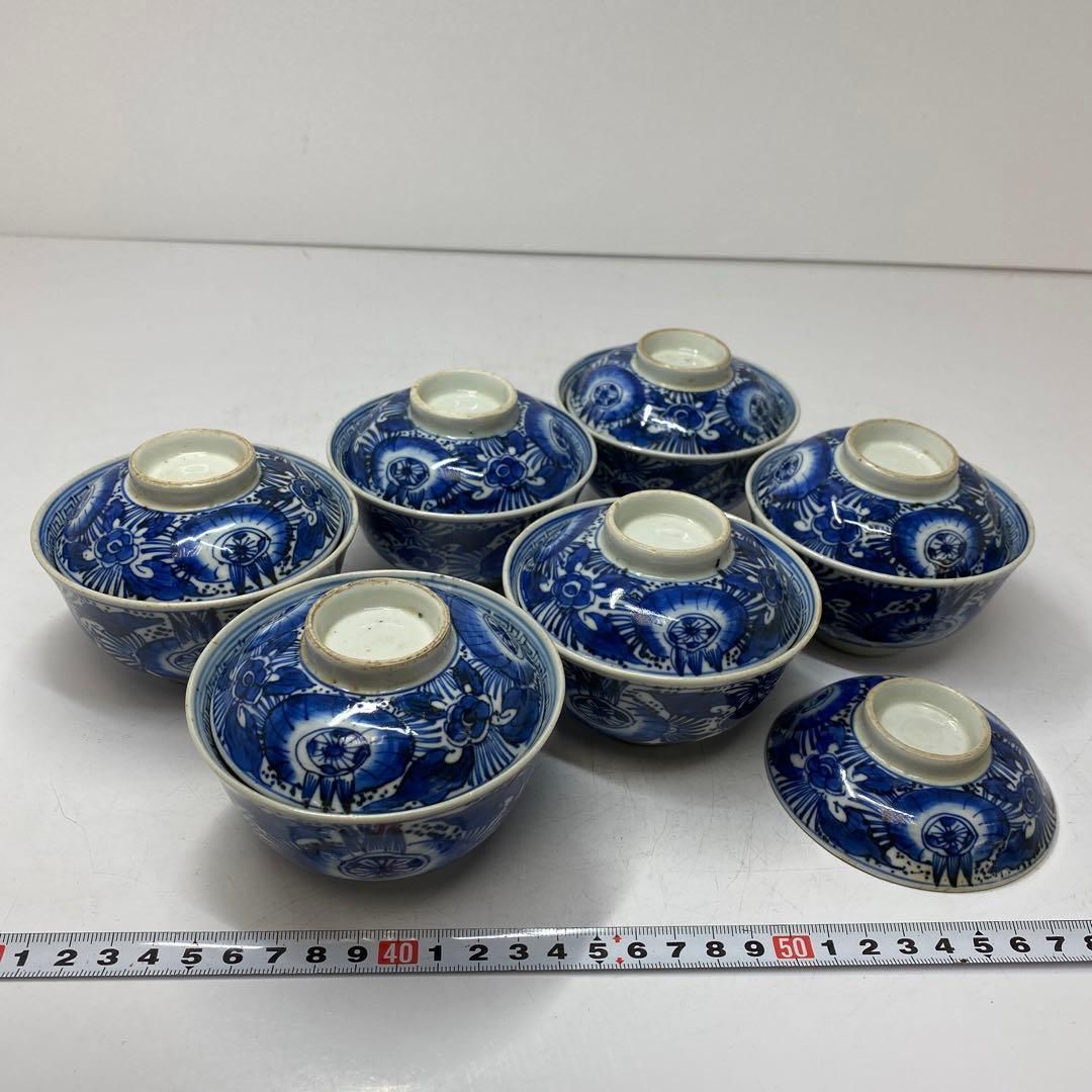 古伊万里 染付 蓋茶碗6客+蓋のみ1点 東さ5-0625① - メルカリ