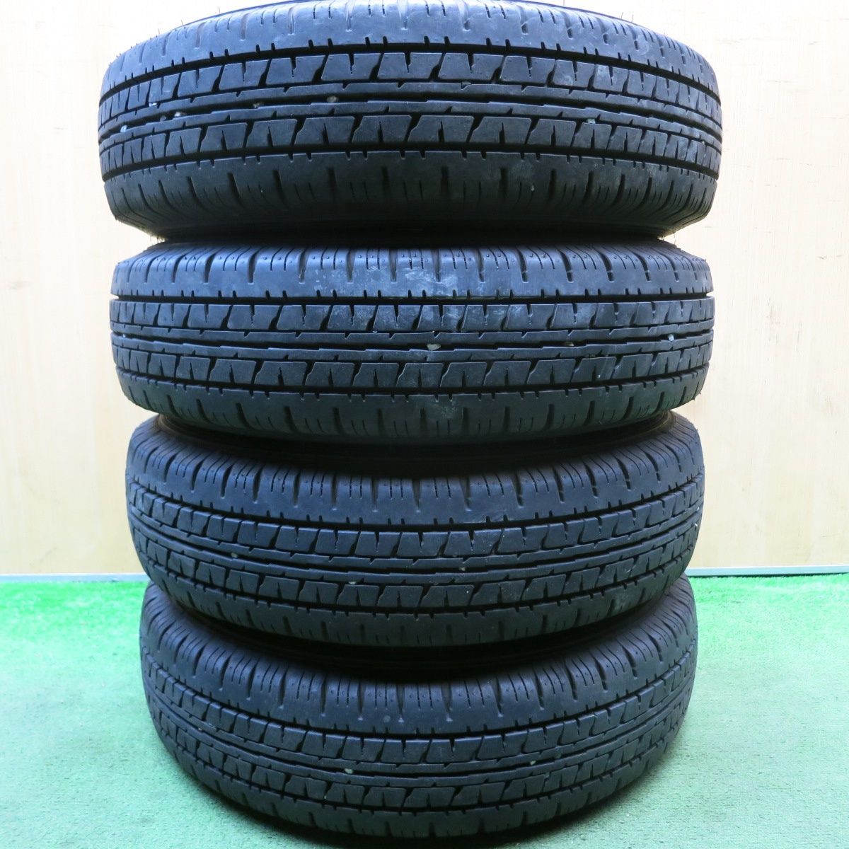 バリ溝 24年 ほぼ10分 145R12 6PR ダンロップ エナセーブ VAN01 スチール ホイール 12インチ PCD100 4H 5092802HAノ TRITUETUBI_COM