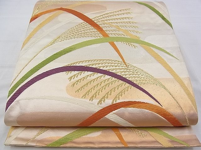 平和屋着物□六通柄袋帯 吉祥エ霞流水文 金銀糸 正絹