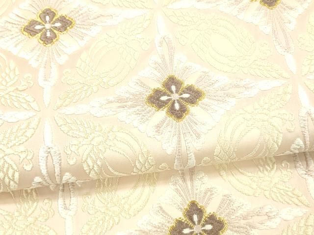 平和屋着物○六通柄袋帯 貴唐織 草花文 金糸 正絹 逸品 DAAW4318cm