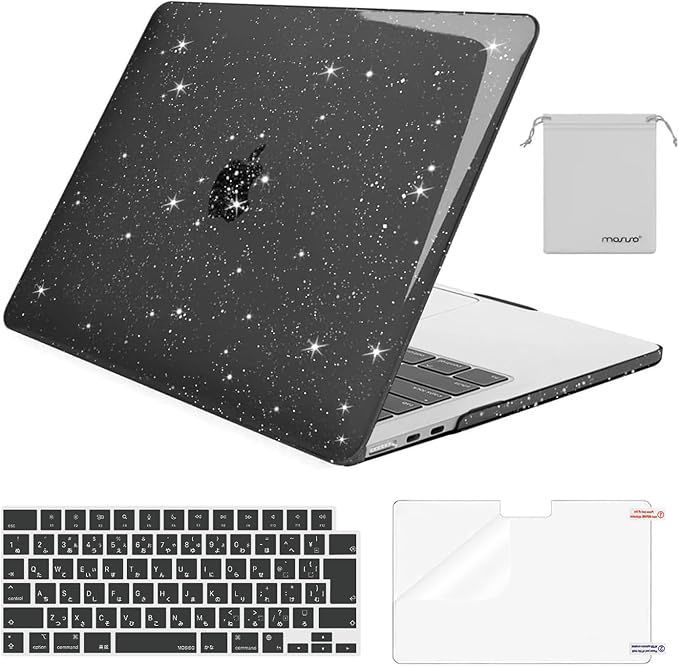 【在庫処分】MOSISO 対応機種 MacBook Air ケース 13インチ M2 M3チップ A3113 A2681 2025-2022発売、キラキラ 保護 対応機種 MacBook Air 13.6インチ プラスチック ハードカバー u0026 (日本語