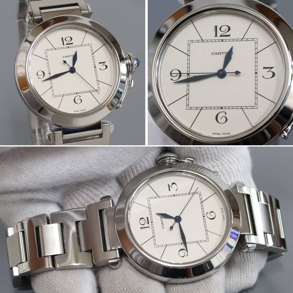 カルティエ Cartier パシャ42mm W31072M7 アイボリー SS　 自動巻き ユニセックス 腕時計 カルティエ パシャ 42MM オートマティック W31072M7 アイボリー メンズ
