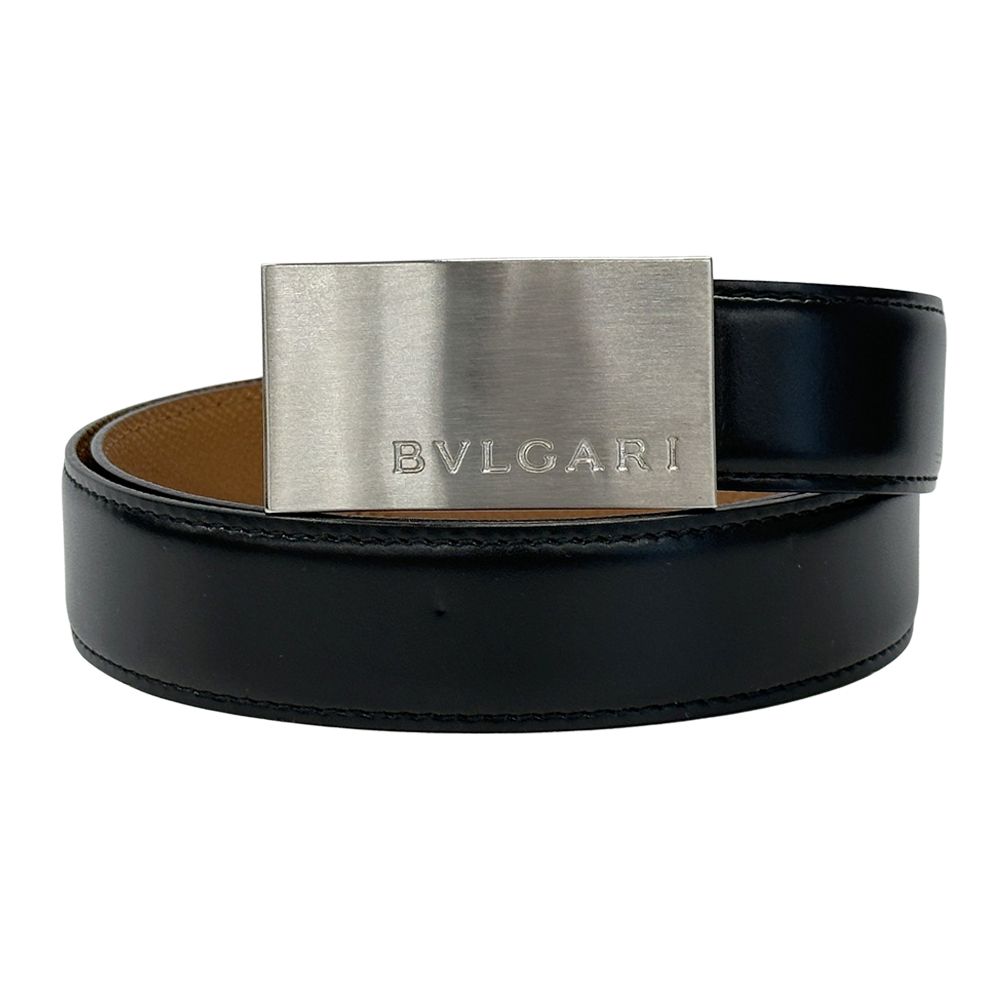 BVLGARI ブラック ブラウン リバーシブルレザーベルト【36】 BVLGARI ブラック ブラウン リバーシブルレザーベルト【36】