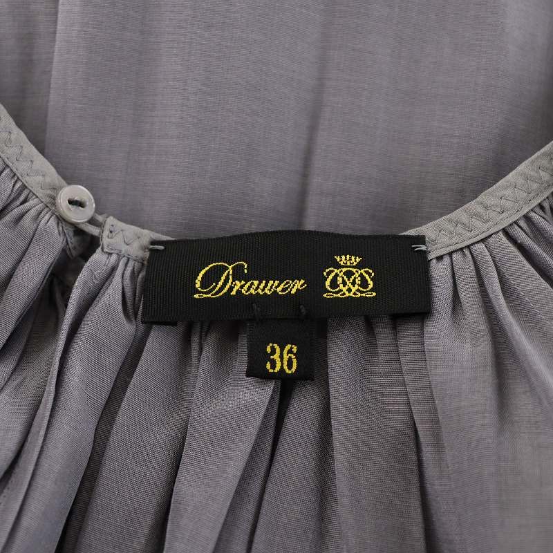 ドゥロワー Drawer ギャザータックブラウス シャツ 7分袖 36 S グレー 6521-299-0737 /AN29 レディース ドゥロワー Drawer ギャザータックブラウス シャツ 7分袖 36 S