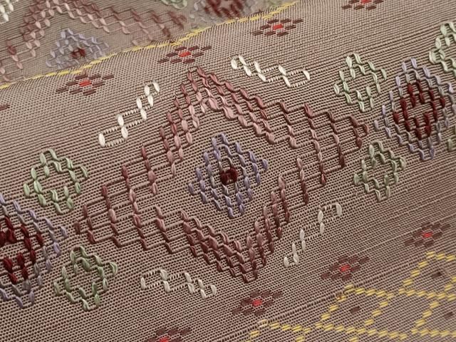 平和屋着物○琉球紬 風車花間道 黒地 正絹 逸品 AABA3329ck