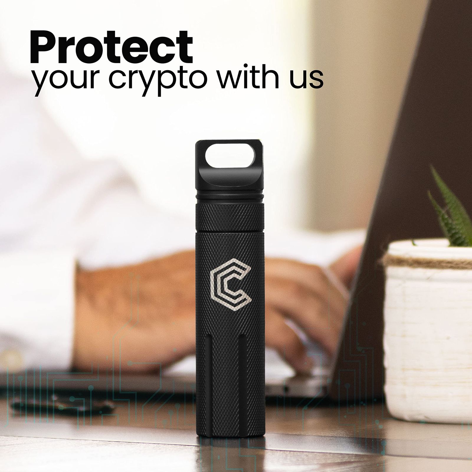 CryptoPod Ledger Nanoケース - Nano S/X/S Plus & Yubikey USB対応 - アルミニウム合金 耐火