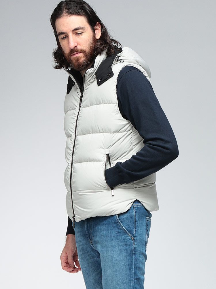 MOORER ムーレー フード着脱 フルジップ ダウンベスト FIRESKT