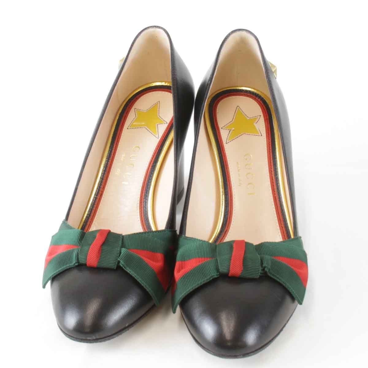 美品　グッチ　GUCCI シェリー ラインシリーズ パンプス　正規品 GUCCI - 美品 グッチ GUCCI パンプス カーフレザー シェリー