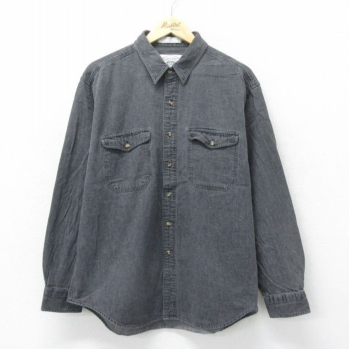 XL/古着 長袖 シャツ メンズ 00s コットン 濃グレー 24sep03 中古 トップス