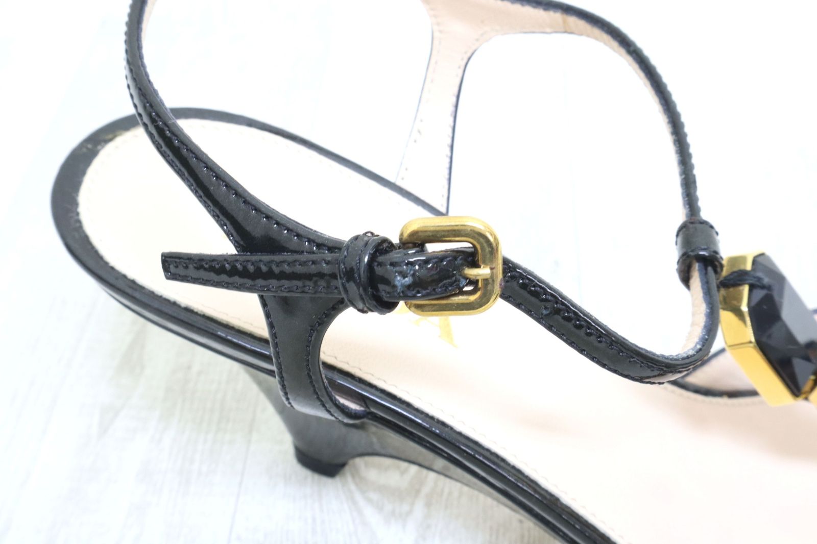 PRADA⭐︎プラダ オープントゥ エナメルシューズ36