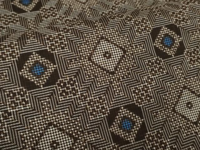 平和屋本店□希少 ざざんざ織 反物 着尺 褐返色 浜松あかね屋