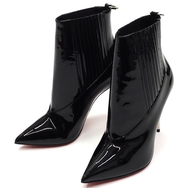 ♥品 Christian Louboutin EPIC BOOT 100 PATENT パテントレザー ブーツ サイズ 35.5 ブラック クリスチャンルブタン レディース 5L|L05173|JECE29|
