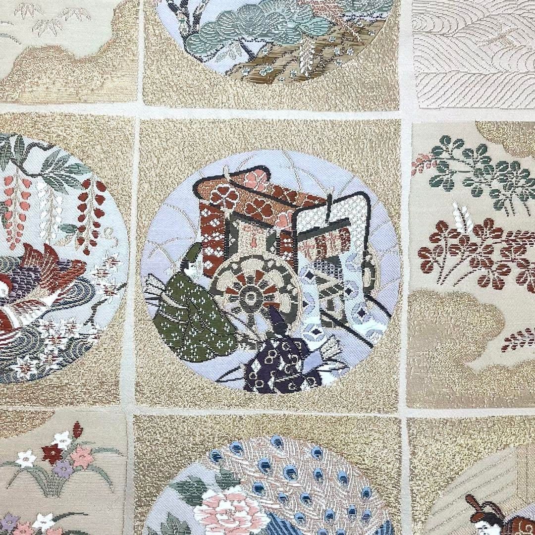 袋帯 本金箔 桃山錦宴拾遺文 金糸 生成色 O-4058 