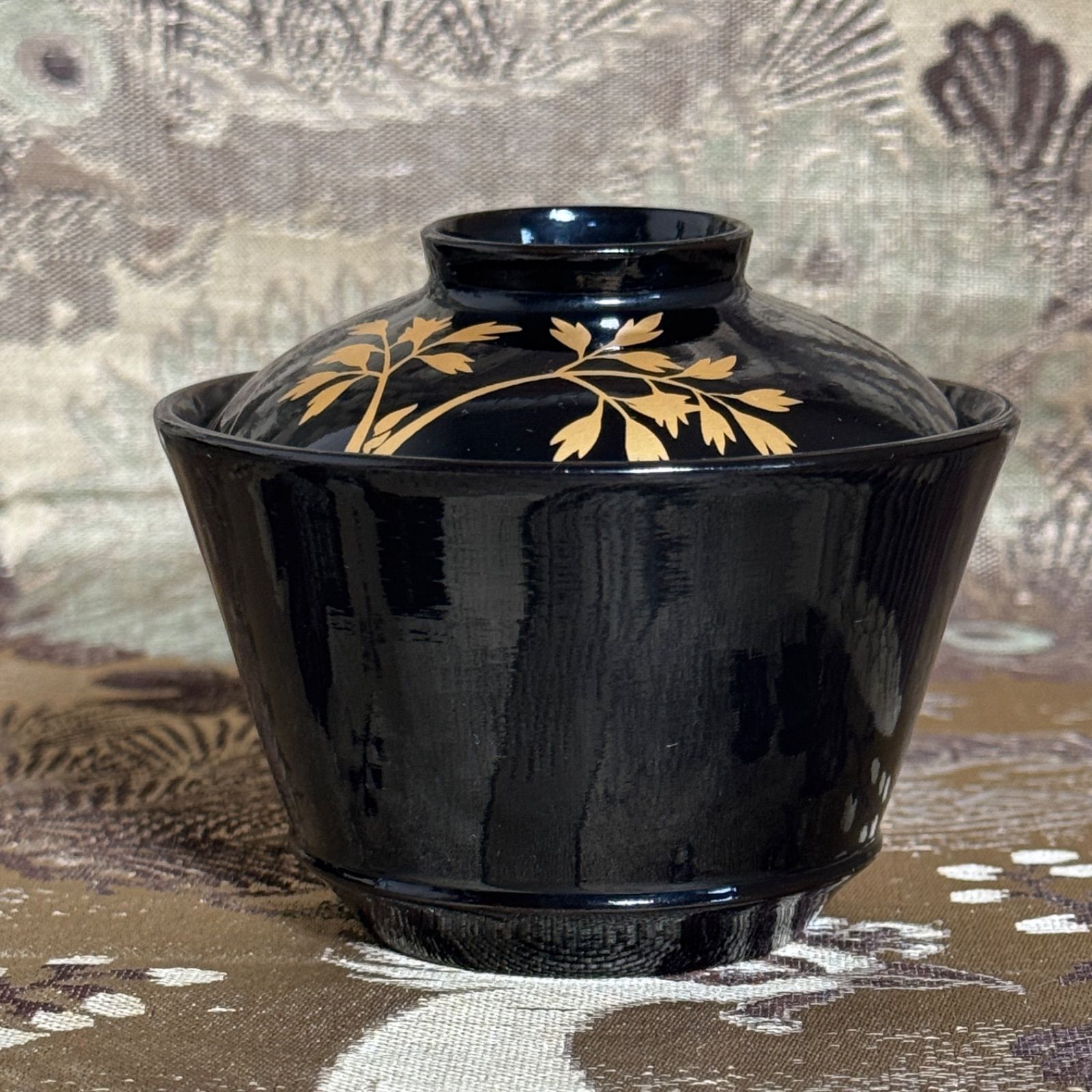 茶道具　箸洗い　溜塗小吸物椀　内青海波紋　10客入り 朱塗 鶴蒔絵 小吸物椀10客 箸洗 茶懐石 漆塗 R1369お15