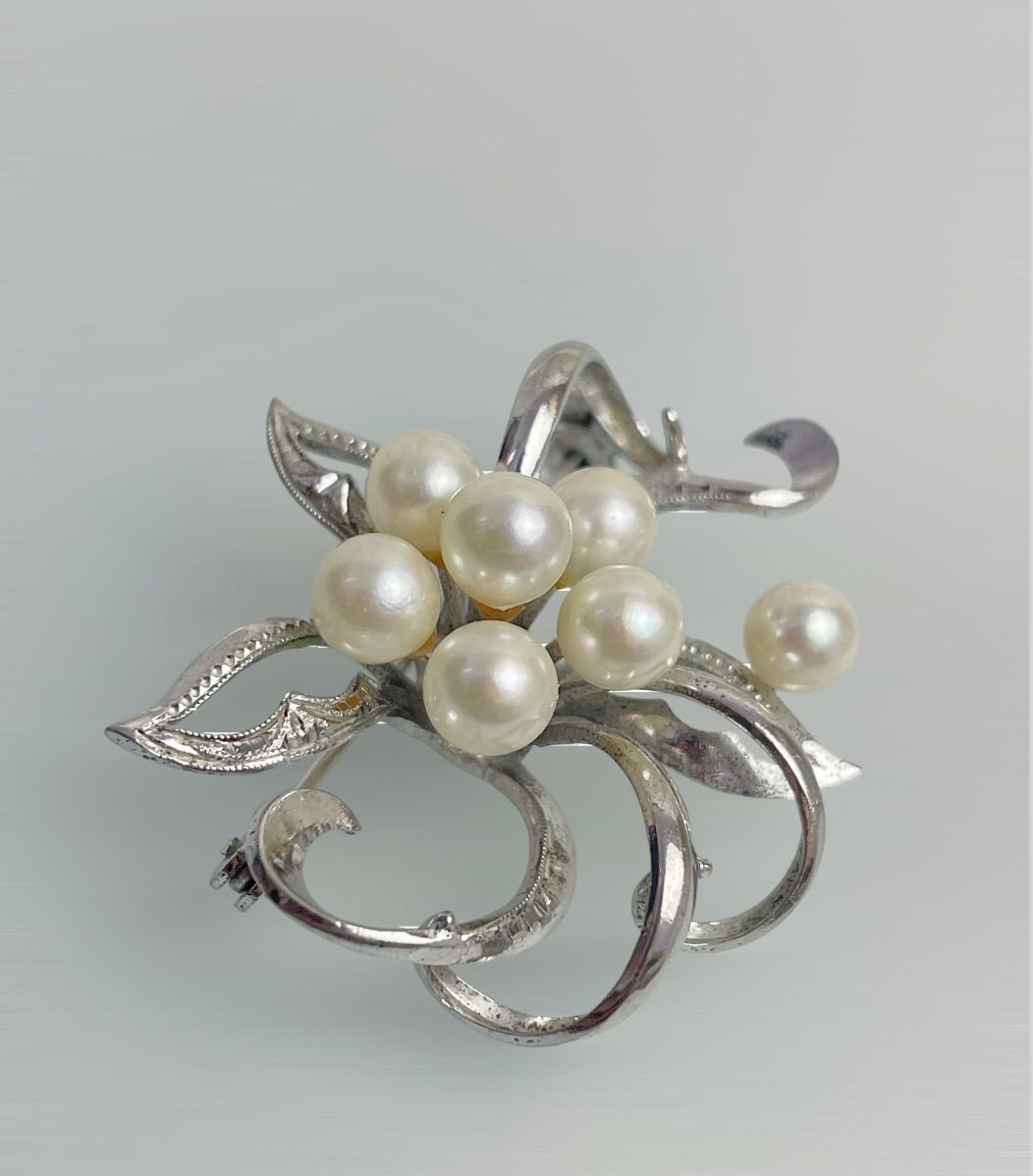 あこや真珠 パール シルバーブローチ 5.4mm-5.8mm 7粒 silver