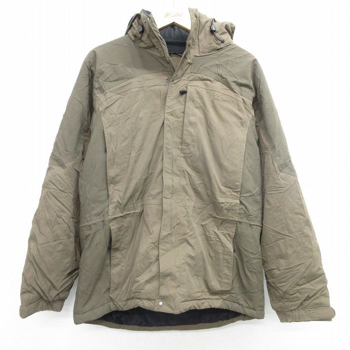 L/古着 エルエルビーン LLBEAN 長袖 ナイロン ジャケット パーカー メンズ ツートンカラー 緑系 グリーン 25feb06 中古 アウター