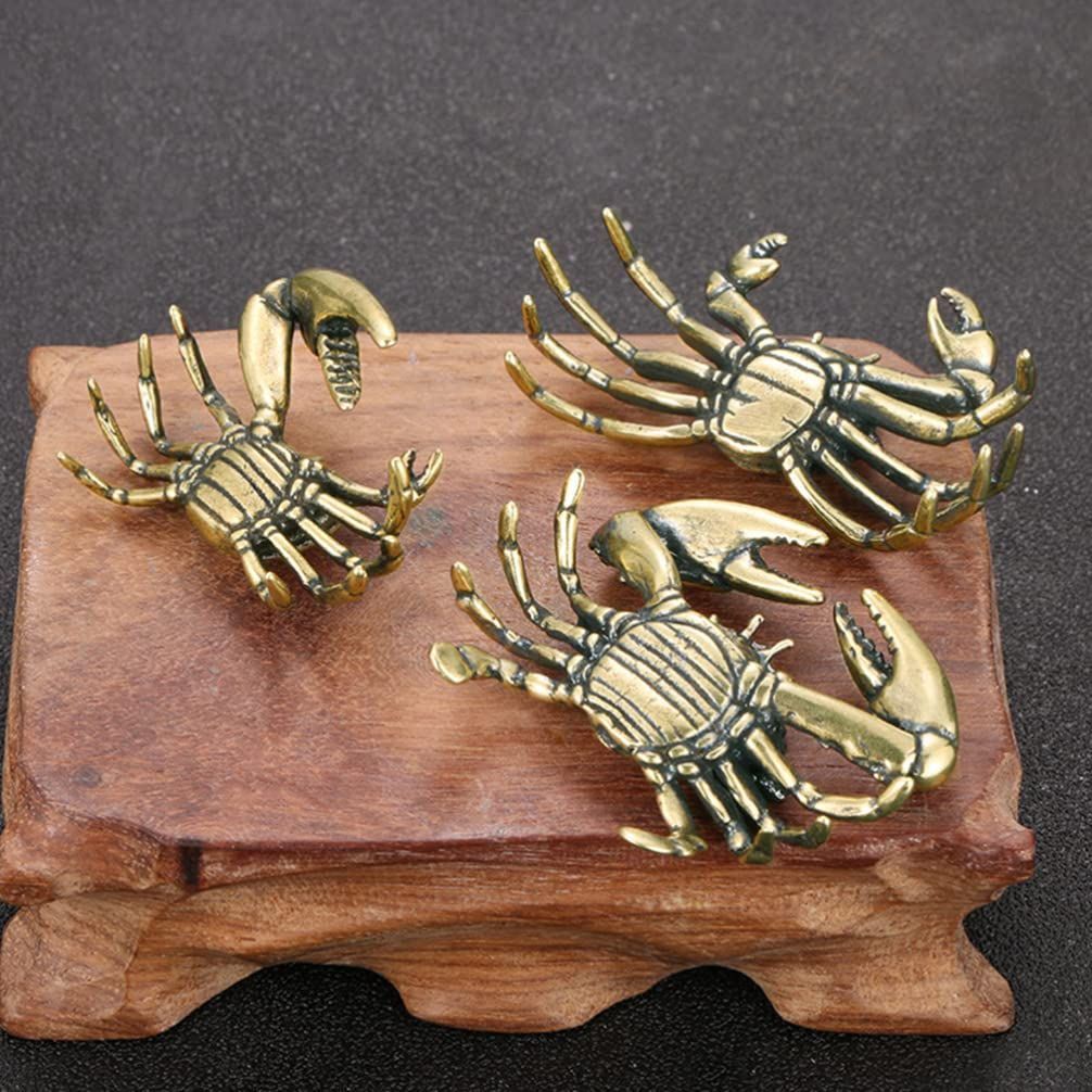 FOMIYES 3ピースの真鍮のカニ置物ヴィンテージカニ彫刻クリエイティブ