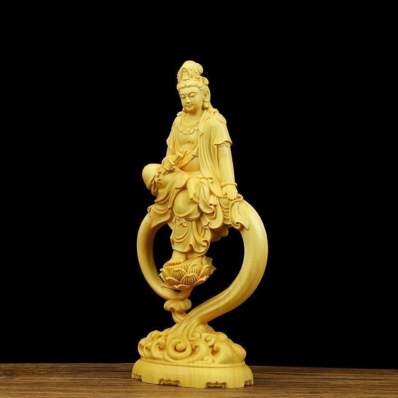 仏像 置物 オブジェ 仏像 彫刻 工芸品 自在観音菩薩 厄除 木彫