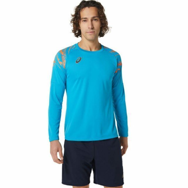 asics アシックス MID PRACTICE LS TOP アイランドブルー S 2101A223 402 | スポーツ スポーツウェア サッカー フットサル ドライプラクティスシャツ トップス 長袖 ロンT クイックマジック メンズ フィ