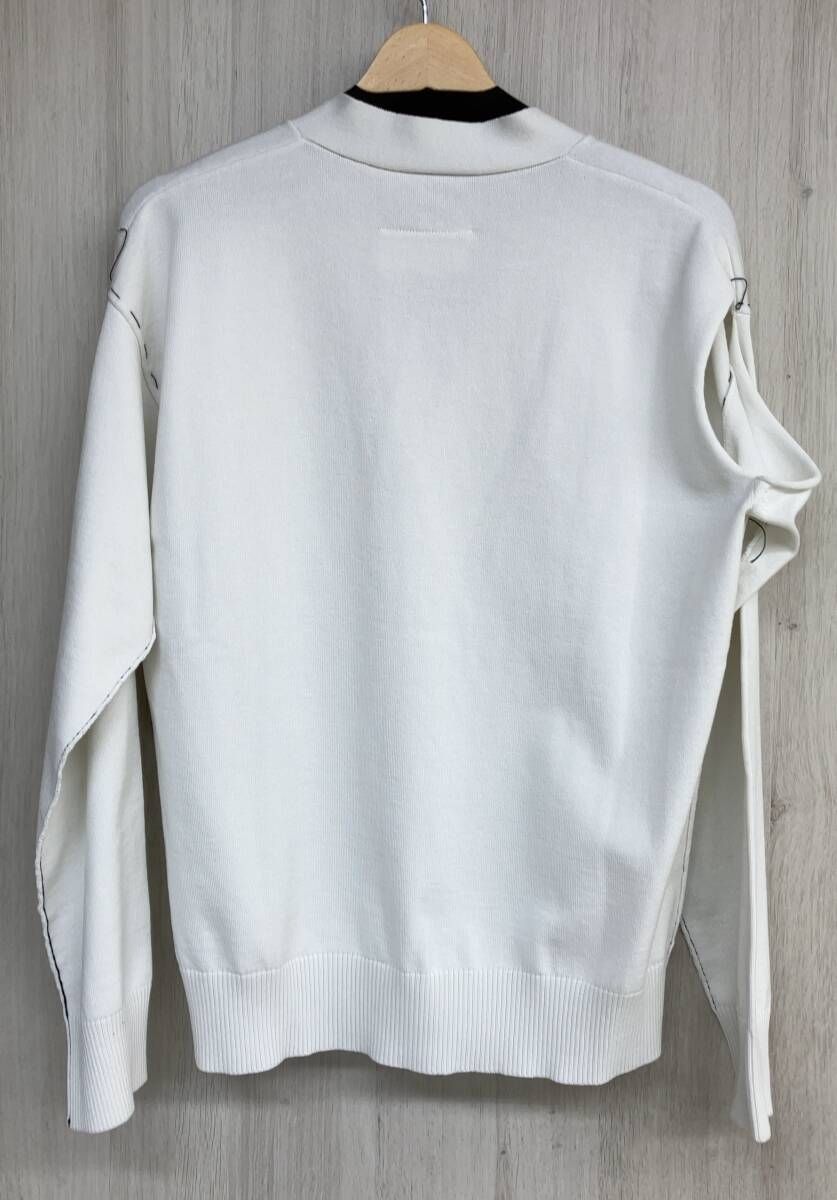 MM6 Maison Margiela メゾンマルジェラ ニットカーディガン S62HP0017 M13012 ホワイト ブラックステッチ エムエムシックス S