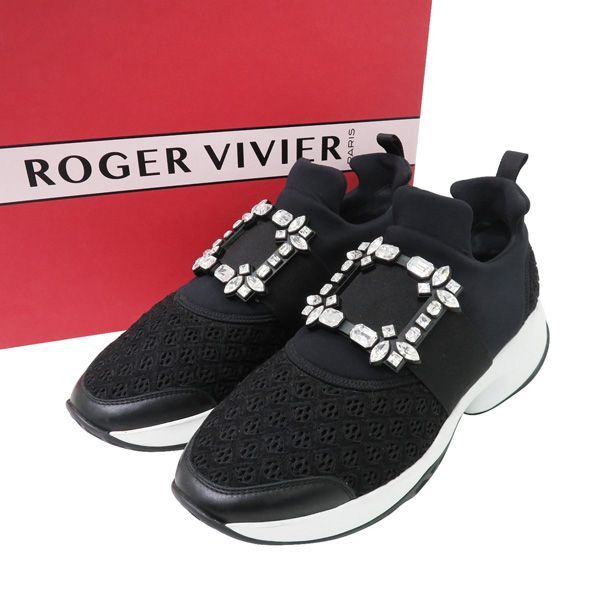 美品 ROGER VIVIER ロジェ ヴィヴィエ ヴィヴラン ストラス バックル ファブリック スリッポン スニーカー シューズ 箱付き 46263  - メルカリ