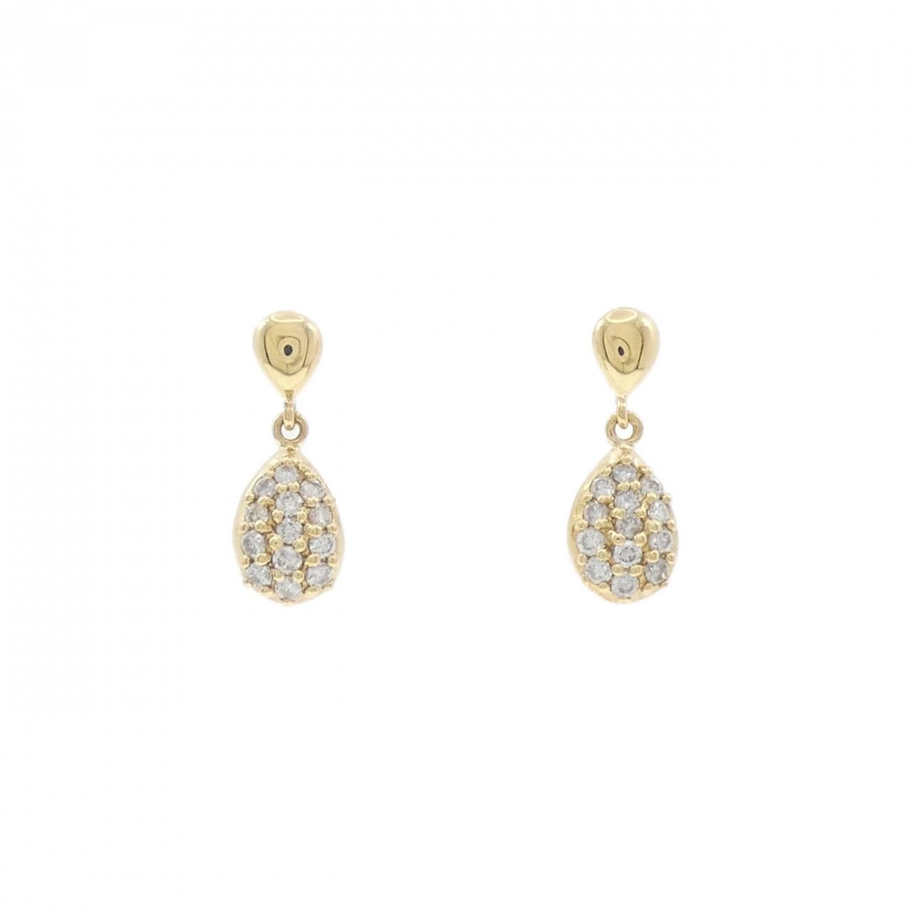 K18YG パヴェ ダイヤモンド ピアス 0.30CT