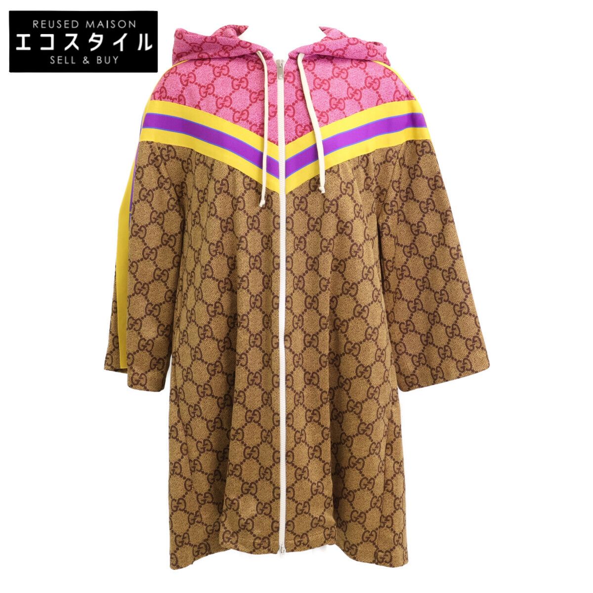 GUCCI グッチ | 正規 550596 GG柄 バックプリーツ テクニカルジャージ ジップアップ フーディ S