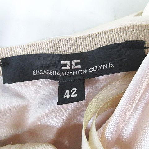 最後の1点【ELISABETTA FRANCHI】チューブドレス ベージュ 無地 Elisabetta Franchi/エリザベッタ フランキ｜ベルト ドレス
