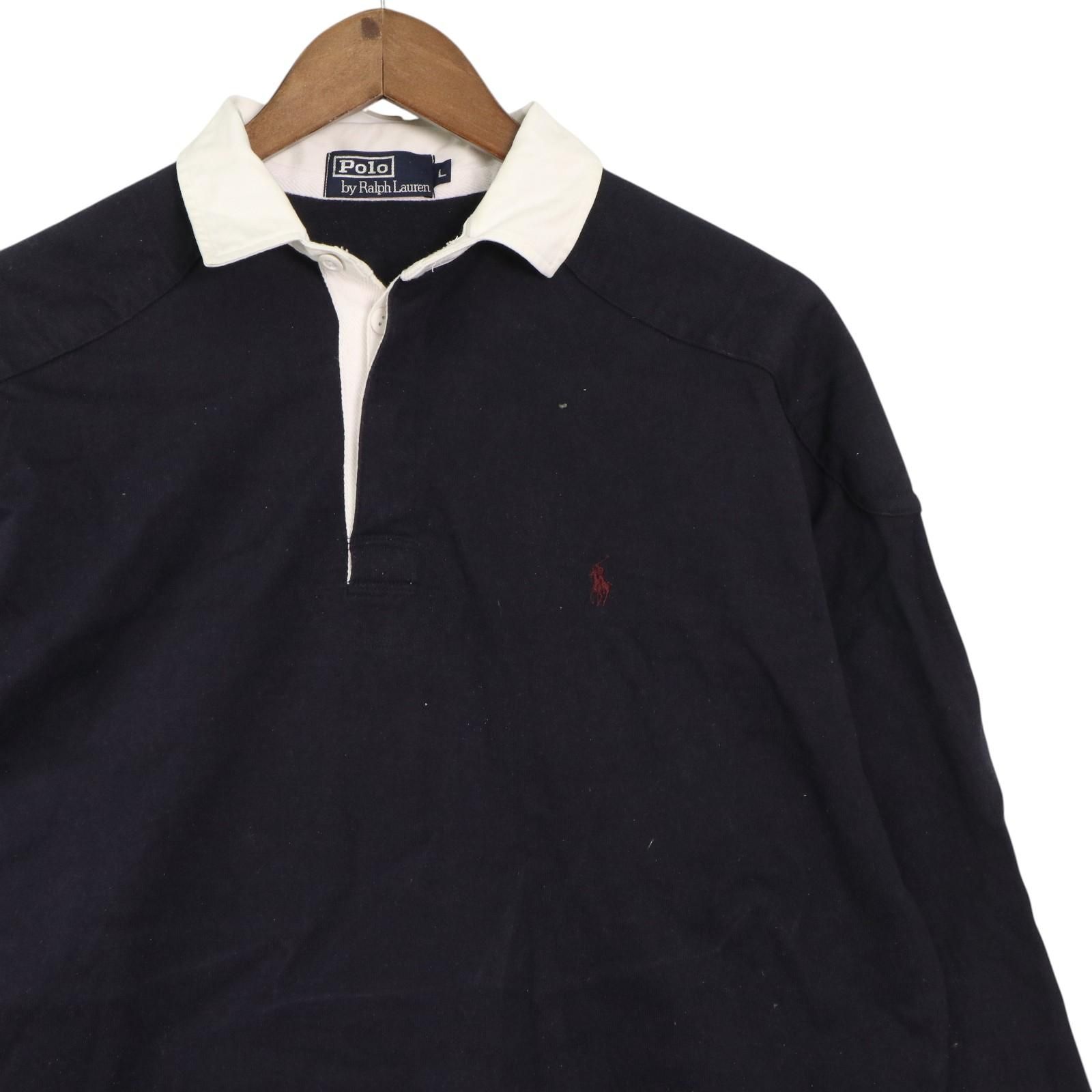 90s polo ralph laurenラガーシャツネイビー無地グッドフェード POLO RALPH LAUREN ラルフローレン ラガーシャツ ネイビー L