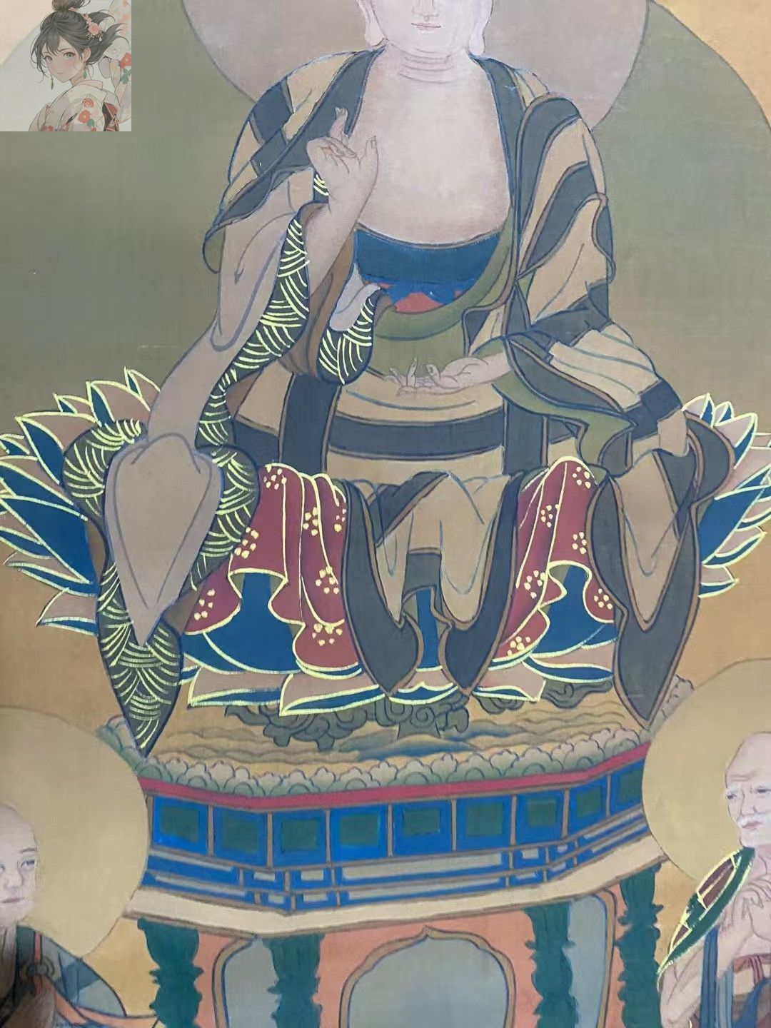 中国　木彫り　絵画　骨董品　女像　中華 中国 木彫り 絵画 骨董品 女像 中華 陳軍華 黄楊一木彫り『豊穣