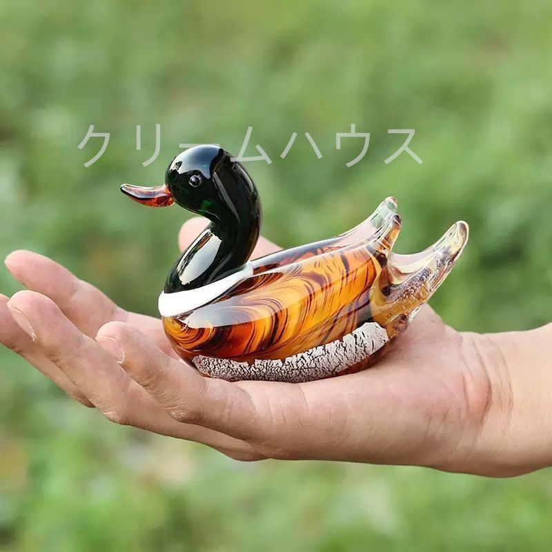 銀製　鴛鴦 オシドリ　ガラス製 置物 ケース入り オブジェ 置物 ガラス お洒落 アニマル オシドリ 鴛鴦 かわいい