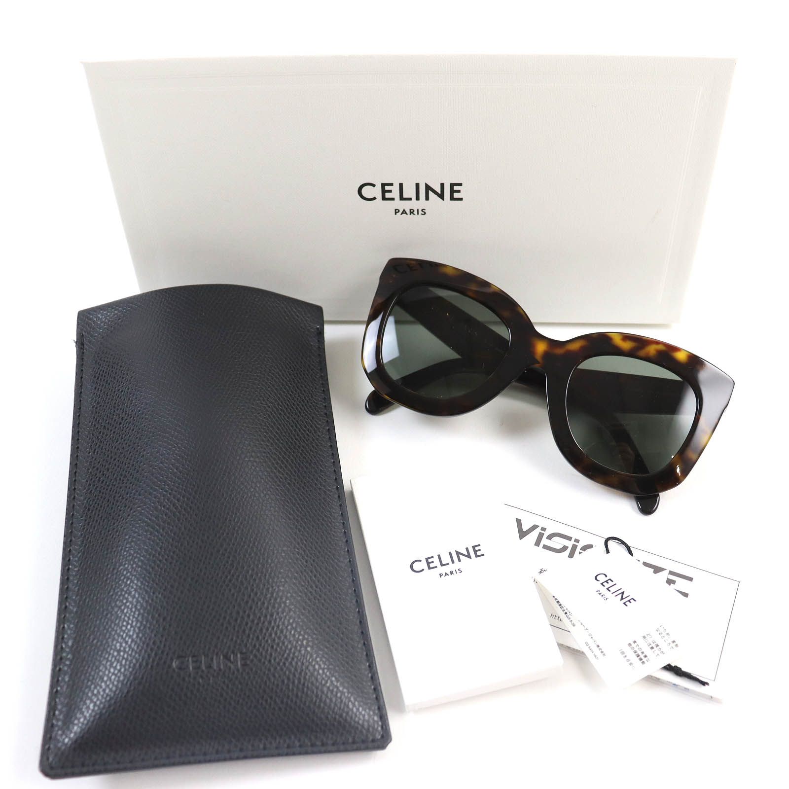 美品△CELINE セリーヌ CL4005FN 現行品 マーブル柄 サングラス