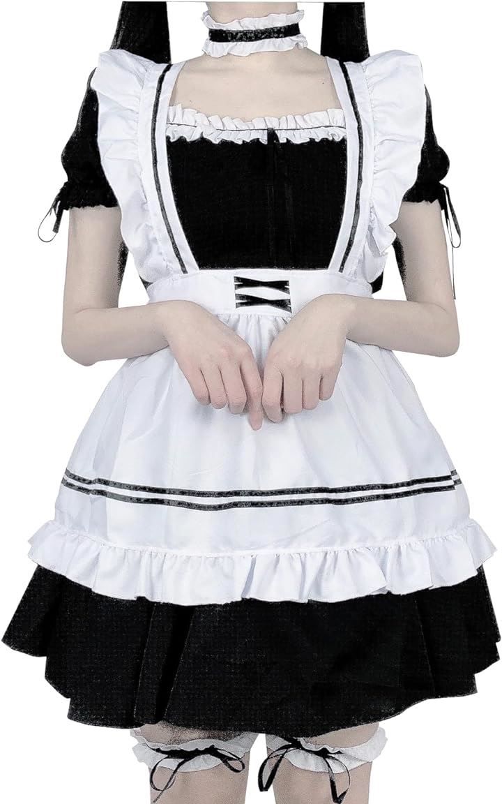 RONGUI メイド服 コスプレ エプロン フリル ロリータ 女装 ゴスロリ( S ...