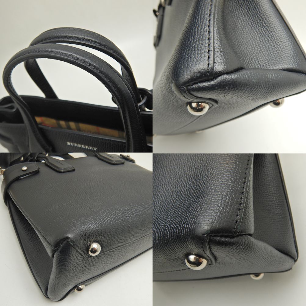 BURBERRY ブラックレザー ハンドバッグ　バナー　スモール 251491_2.jpg
