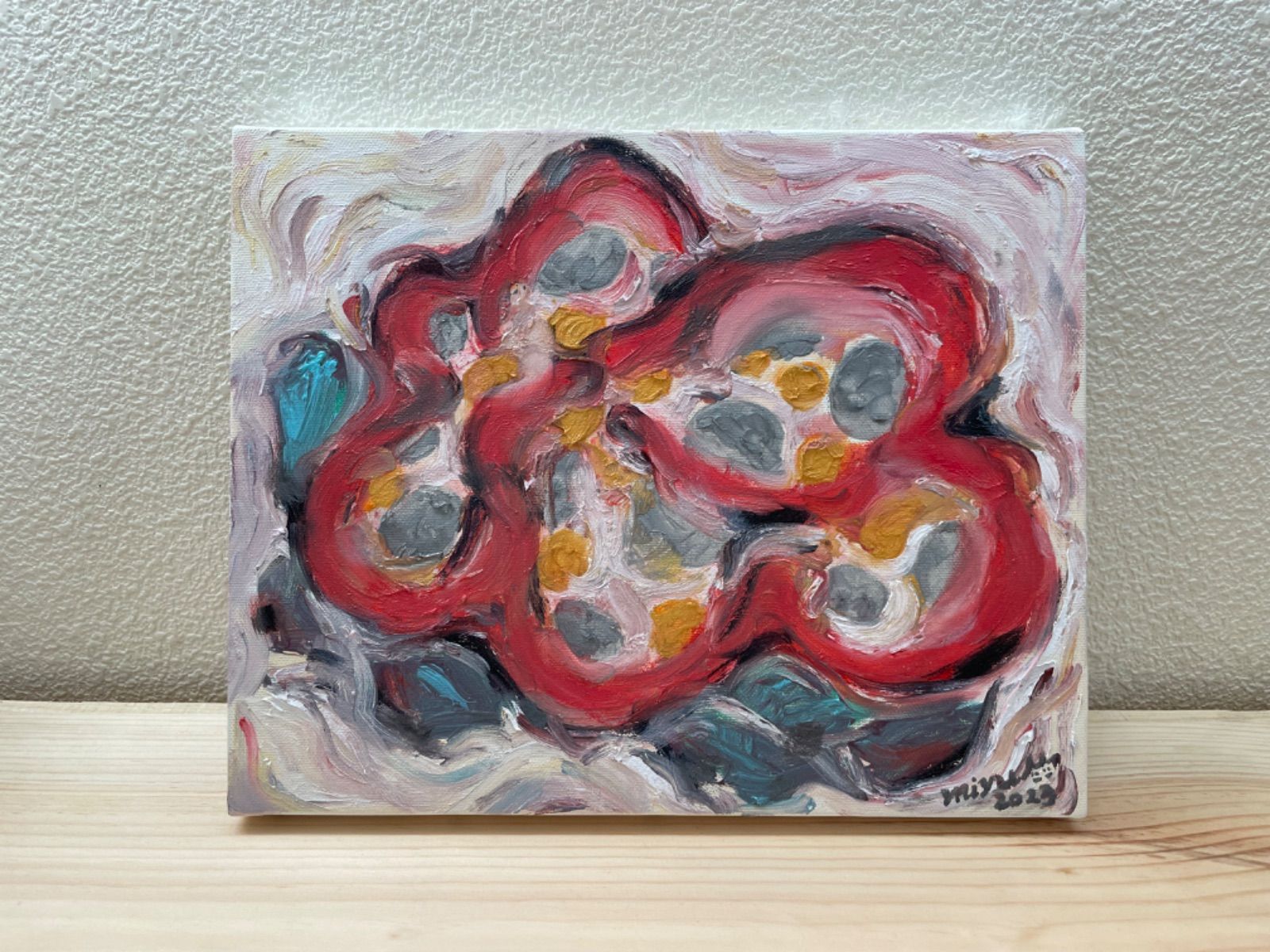 Red Flowor 油彩画 油絵 油彩 油彩画 絵 絵画【フラワーギフト】 絵画 