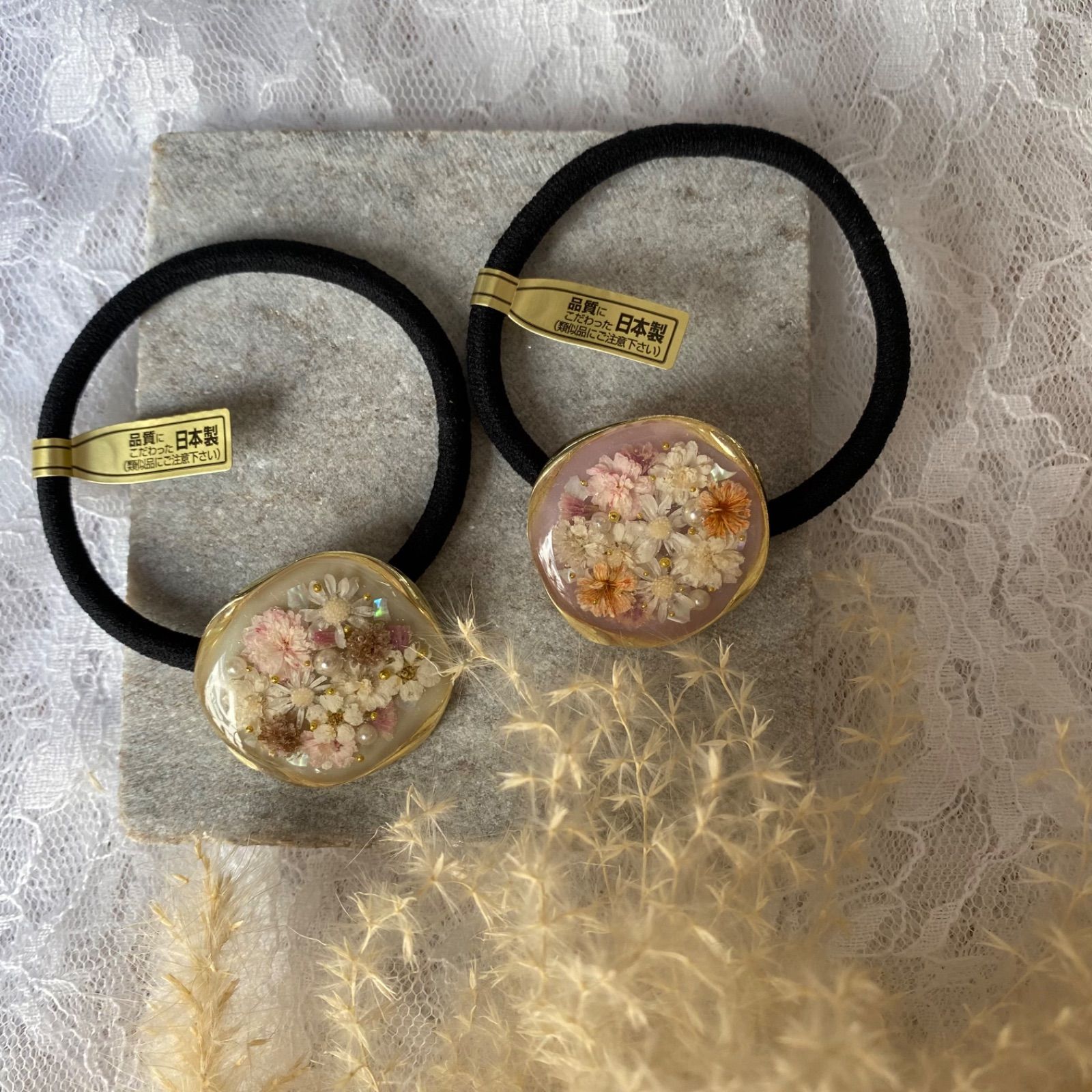 レジン）ドライフラワーのヘアゴムの作り方｜ボタニカルヘア