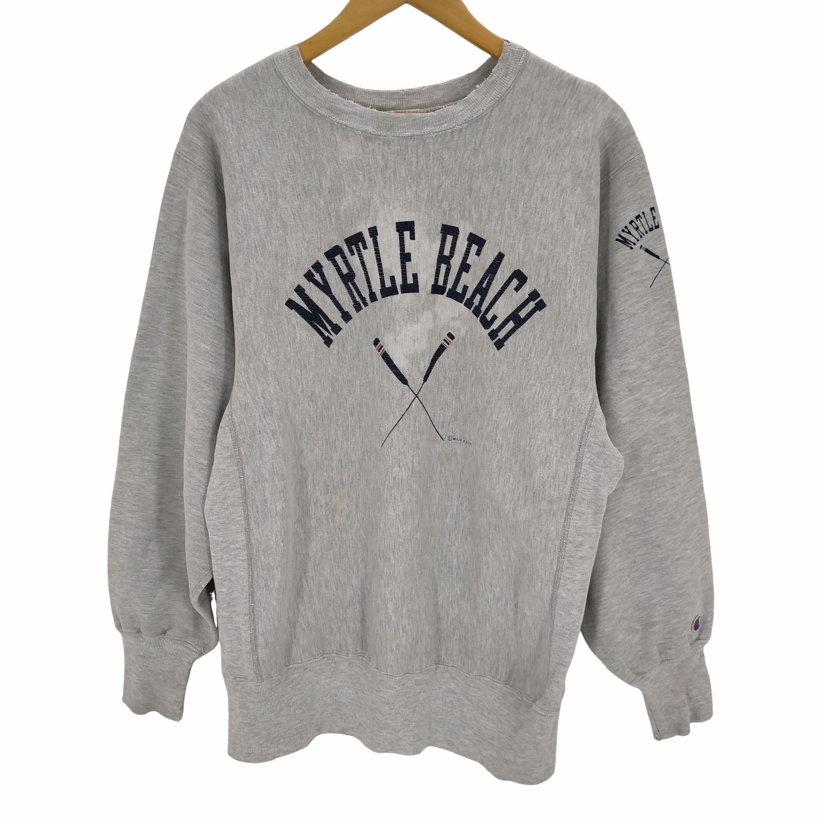 チャンピオン Champion 90S 刺繍タグ reverse weave myrty reace カレッジ ラバープリント メンズ JPN XL
