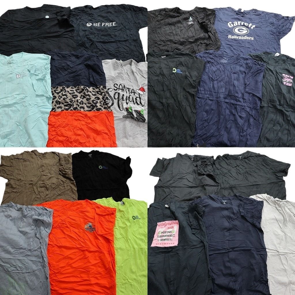 古着卸 まとめ売り カラーmix プリント 半袖Tシャツ 20枚セット (メンズ 3XL ) 無地 ヒョウ柄 アニマル柄 ワンポイント 中古 古着 MY4889