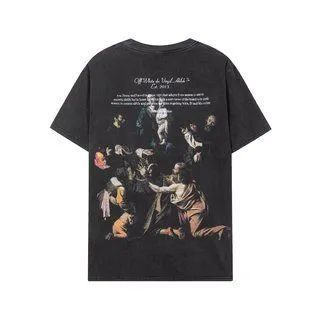 Off White 新色ポートレート油絵ウォッシュ半袖Tシャツ